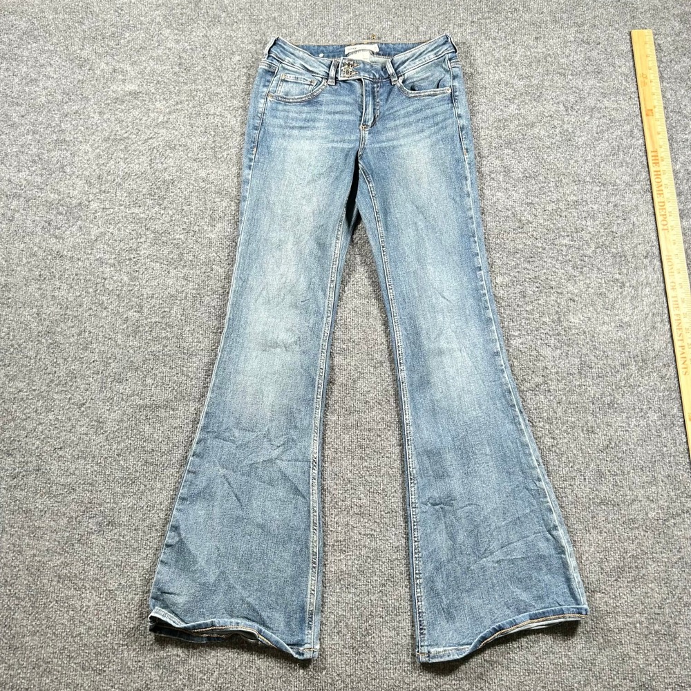 Garage Jeans Womens Size 3 Blue Low Rise Flare Stretch Denim Pants Light Wash